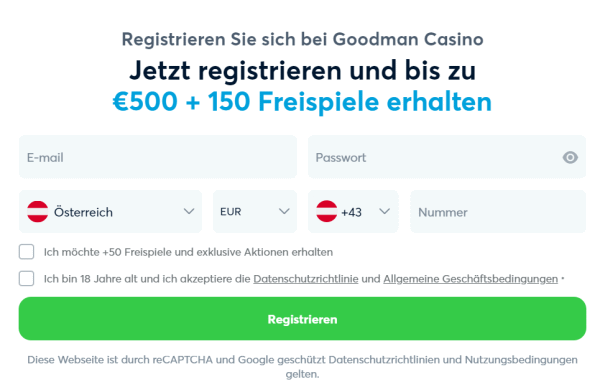 Goodman Casino Registrierung