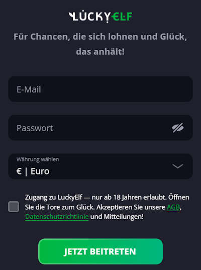 LuckyElf Registrierung